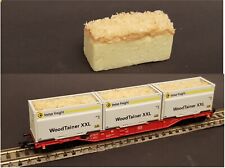 Spur N 3 Stk.Ladegut Hackschnitzel für Containertragwagen Woodtainer  Minitrix