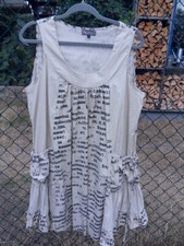 Les Freres verrücktres kleid beige schwarz  Gr. L Baumwolle