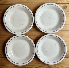 Sehr gepflegt: 4 Stk. tiefe Teller, Suppenteller aus Keramik mit bunten Punkten