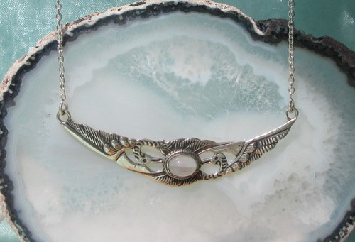 Collier kette mondstein - collier,