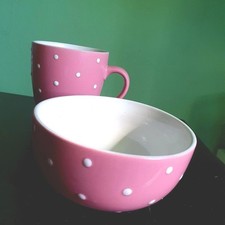Frühstücks Set 2-Teilig Porzellan (Kaffeetasse Und Müslischüssel) In ROSA