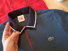 Blaues Lacoste LIVE Herren Poloshirt Size XS Blau Rot Weiße Details 100% Cotton 