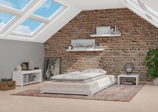 Niederflurbett weiß Flachbett Futon sehr niedrig Bodenbett 100x200 Fichte massiv