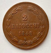 Vatikanstadt 2 Baiocchi 1848 R Pius IX  Km#1343 RARE