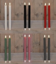 LED 2er Set Stabkerzen mit Timer und 3D Flamme Batterie 2 x 2AA versch. Farben