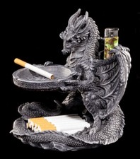 Drachen Ascher mit Feuerzeughalter - Deko Figur Aschenbecher Gothic Deko