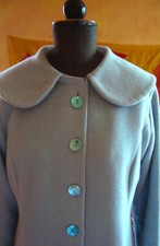 Designermantel, Wolle, Hellblau, Unikat, tailliert,  Gr. 38 , neu