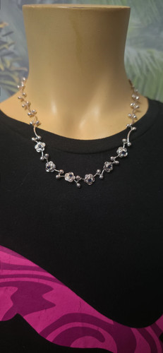 Kette silber rosen strass - silber,
