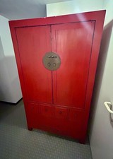 Echter antiker chinesischer Hochzeitsschrank, schöne Schnitzereien