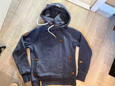 NAKETANO Hoodie, Sweater, L blau - schöner Hingucker mit großem Kapuzenkragen