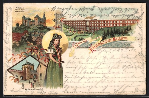 Lithographie mylau v - mylau,