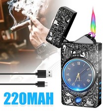 Multifunktionsfeuerzeug mit Uhr und Taschenlampe Windgeschützt USB Aufladbar