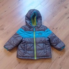 LIEGELIND Warme Stepp-Jacke Kapuze Gr.74 grau+türkis Details Fleecefutter grün 