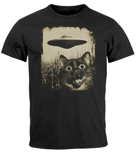 Herren shirt ufo katze - t-shirt, alien