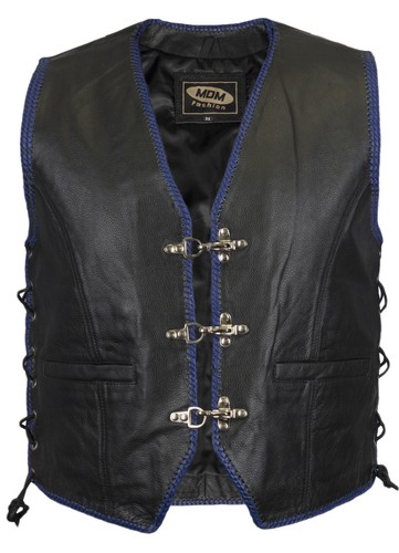 Schwarze lederkutte mit blau - lederkutte,