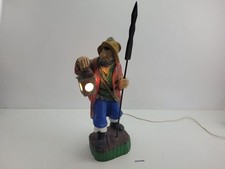 Deko Figur Nachtwächter Lampe elektr. Laterne Holz-Optik 55cm Garten #2510322