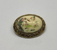 Antike Brosche Handbemalt
