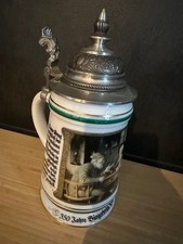 Rastal Bierkrug Grenzhausen 1983 Zinndeckel Porzellan Bürgerbräu Bad Reichenhall