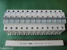 12x Hager Sicherung B16 -1pol. MBN116 LS Schalter + Phasenschiene KDN363A SET 