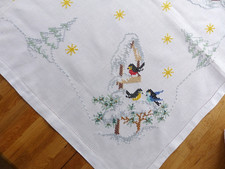 hübsche Weihnacht-tischdecke - Kreuzstich - weiß - mit Hohlsaumrand