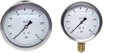 Edelstahl Druckluft Glycerin bar Manometer Ø100mm waagerecht oder senkrecht G1/2