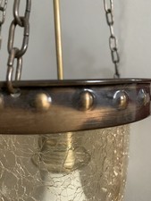 Hängelampe Hängeleuchte E27 Glas Metall Honigfarben Strukturglas Vintage