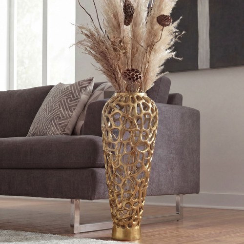 Vase aluminium gold cm - aluminium,