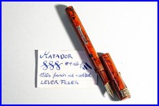 1920s großer MATADOR Hebel Füller Red Ripple Ebonite, M Flex 18ct Herzloch F