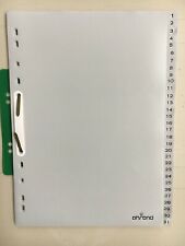 DIN A4 Kunststoff-Zahlenregister  Ordner- Ringbuchregister grau 1-31 von ahrend