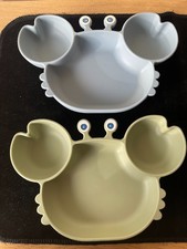 2 Baby Teller*Krabben*Silikon Rutschfest BPA-Frei Spülmaschinenfest Kinderteller