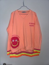 Zwillings Herz Sweatshirt Größe S PfirsichFarben Mit Smiley u. Neon Applikation￼