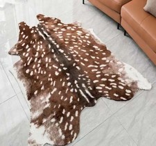 TRAUMHAFTES Faux Fur Tierfell Hirsch Fell 110x92cm Hirschfell Kunstpelz Waschb.