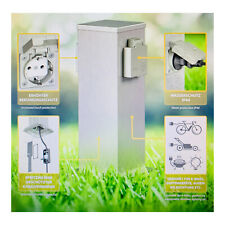 ledscom.de 2X Garten-Steckdosen-Säule Polly für außen, 2-Fach, Edelstahl, eckig