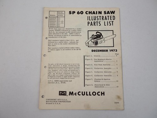 Mcculloch sp60 chain saw - mcculloch,