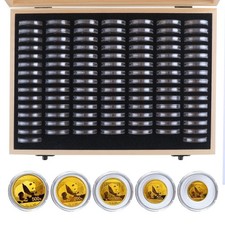 1x Holz Münzkassette Münzbox Münzenetui Münzsammelbox für 100x Münzen bis 30 mm