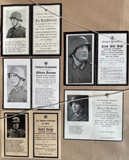 5x Soldaten-Sterbebilder, Stahlhelm, 4-seitig, 2. WK