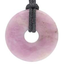 Kunzit Donut 30 mm Anhänger mit Baumwollband | Edelstein | Lebensquelle Plus
