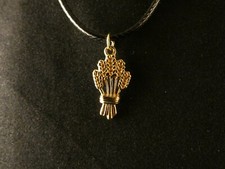 Anhänger Weizen mit Kette 24 Karat Vergoldet Getreide Gerste Ernte Feld Deluxe