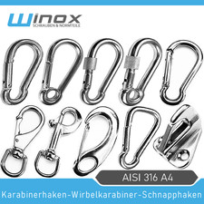 Karabiner Karabinerhaken Edelstahl V4A A4 Schnapphaken Schnapper Haken Sicherung