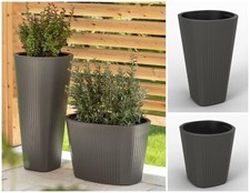 Blumenkübel Slim Rund & Oval Blumentopf Pflanzkübel Dekorativ 4 Größen Anthrazit