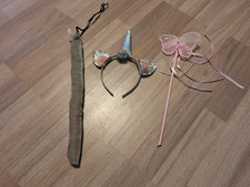 Kostümzubehör: 3 teiliges Set- Einhorn (Schwanz, Haarreif, Zauberstab) Kinder