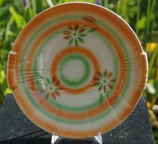 Obstschale, geometrisch-florales Spritzdekor, Art deko, Bauhaus