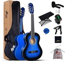 Winzz Klassikgitarre 3/4 für Kinder Anfänger 36'' Glänzend Blau Gitarre Guitar