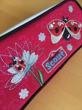 SCOUT EXCLUSIV Schlamper-Etui Stifteetui MARIENKÄFER + Blumen Glitzersteine*TOP*
