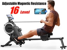 Magnetisches Rudergerät Bluetooth 16 Widerstandsstufen für Zuhause Schwarz DE