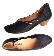 Think AIDA Pumps Gr. 39 schwarz Muschel Leder Wechsel-Fußbett NEU