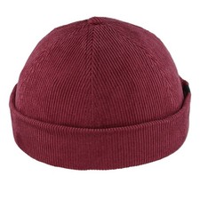 100 % Baumwolle Herren verstellbar Cord Docker Mütze krempelos Beanie gerollte Manschette Retro