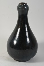 P45R20- Asiatika Keramik Vase monochrom dunkelblau glasiert