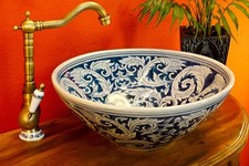 Antik Stil Waschbecken Keramik Aufsatzwaschbecken Waschschale edel rund bemalt