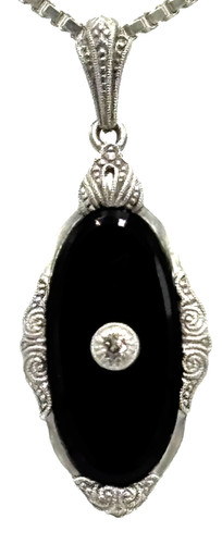 Art deco silber anhänger - art, onyx